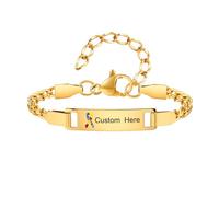 Personalised Autism ICE Info Bracelet - Custom Baby Kids Childrens ID Tag Bands for Girls Boys Acceptance Awareness Contact Number Emergency Medical Safety Wristband (Gold - Style 1)