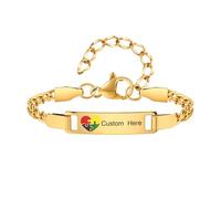 Personalised Autism ICE Info Bracelet - Custom Baby Kids Childrens ID Tag Bands for Girls Boys Acceptance Awareness Contact Number Emergency Medical Safety Wristband (Gold - Style 2)