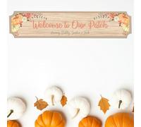 Personalised Autumn Street Sign - Custom Welcome to Our Patch Decor - Floral Pumpkin Design - Indoor Outdoor Decoration (Medium 390mm x 85mm, Acrylic Indoor & Outdoor Use)