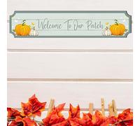 Personalised Autumn Street Sign - Custom Welcome to Our Patch Decor - Pumpkins Design - Indoor Outdoor Decoration (Large 440mm x 90mm, Mdf Wood Indoor Use Only)