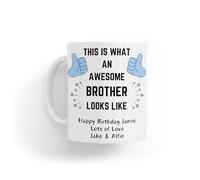 Personalised Awesome Brother White Ceramic Mug Gift for 18th|21st|30th|40th|50th|60th|70th|80th|Birthday|Christmas|Brother in Law