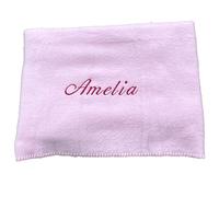 Personalised Babies Blanket for your Pram in pastel pink - Large 46 x 28 cm - Embroidered with your babies name