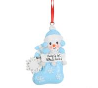 Personalised Baby 2025 Ornament Pink Resin Keepsake(blue socks)