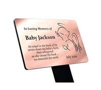 Personalised Baby Angel Memorial Plaque Stake - Grave Marker Outdoor Garden Waterproof (available in Silver/Gold/Copper) (Copper)
