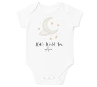 Personalised Baby Announcement Bodysuit Vest Hello World (Hello World Moon Clouds, 0 Months)