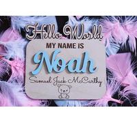 Personalised Baby Announcement Sign - Custom Name Reveal, Hello World Nursery Decor, Pregnancy Gift, Baby Name Keepsake