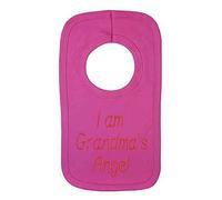 Personalised Baby BIB - Grandma's Little Angel - (NO Stickers)- Beautifully Embroided (hot Pink)