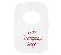 Personalised Baby BIB - Grandma's Little Angel - (NO Stickers)- Beautifully Embroided (White)