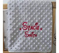 Personalised Baby Blanket Grey Bubble Fleece Pink Princess Embroidered Name Newborn Baby Girl Gift Keepsake