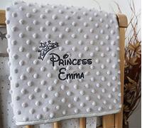 Personalised Baby Blanket Luxury Bubble Style Grey DisneyPrincess Name Print