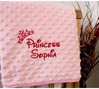 Personalised Baby Blanket Luxury Bubble Style Pink Princess Name Print
