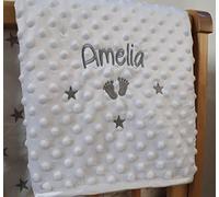 Personalised Baby Blanket White | Luxury, Bubble Style, Round Font Name Print