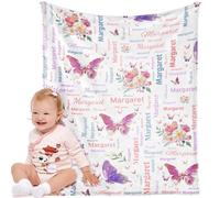 Personalised Baby Blanket with Name Baby Blankets Newborn Soft Personalised Shower Gifts - Butterfly