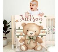 Personalised Baby Blanket with Name Custom 130x150cm Children Girl Boy Kid Throw Blanket Soft Cozy Flannel Name Blanket Animal Elephant Panda Gifts for Newborn Toddlers Adults Birthday Christmas,L