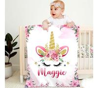 Personalised Baby Blanket with Name Custom 70x100cm Children Girl Boy Kid Throw Blanket Soft Cozy Flannel Name Blanket Animal Elephant Panda Gifts for Newborn Toddlers Adults Birthday Christmas,K