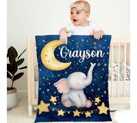 Personalised Baby Blanket with Name Custom 70x100cm Children Girl Boy Kid Throw Blanket Soft Cozy Flannel Name Blanket Animal Elephant Panda Gifts for Newborn Toddlers Adults Birthday Christmas,Y