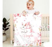 Personalised Baby Blanket with Name Custom 70x100cm Children Girl Boy Kid Throw Blanket Soft Cozy Flannel Name Blanket Animal Elephant Panda Gifts for Newborn Toddlers Adults Birthday Christmas