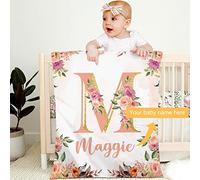 Personalised Baby Blanket with Name Custom 90x120cm Children Girl Boy Kid Throw Blanket Soft Cozy Flannel Name Blanket Animal Elephant Panda Gifts for Newborn Toddlers Adults Birthday Christmas,H