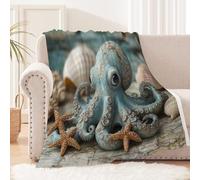 personalised baby blankets 130x150 cm 3D Octopus big blanket Lightweight Durable Polyester Throw for Bed Sofa Couch Camping Travel, Soft Warm Cozy Fleece MF29-473