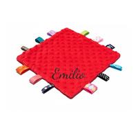 Personalised baby blankets,Personalised Embroidered Baby Taggy Blanket with name Newborn Boy or Girl,personalised baby gifts (Red)