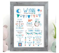 Personalised Baby Boy Birth Print, Birth Details, New Baby Gift Keepsake
