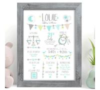 Personalised Baby Boy Birth Print, Birth Details, New Baby Gift Keepsake
