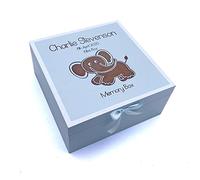 Personalised Baby Boy Blue Memories Keepsake Box