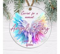 Personalised Baby Boy Memorial Bauble - 'Carried for a Moment, Loved for a Lifetime' Angel Wings - Christmas, Bereavement, or Remembrance (Rainbow, Acrylic Indoor & Outdoor Use 9cm x 9cm)