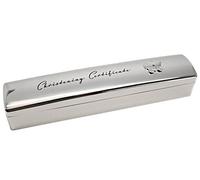 Personalised Baby Christening Certificate Holder, Silver Plated with Free Engraving