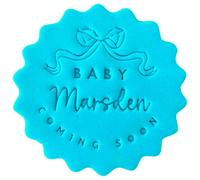 Personalised Baby Cookie Stamp with Free Scallop Cutter, Collection 1, 5cm Acrylic Biscuit Embosser, Food-Safe Plastic Baking Tool, Fits M&S All Butter Biscuits (Design 1)