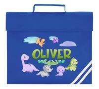 Personalised Baby Dinosaurs Bag for Boys Jarassic Dino Custom Name Return to School Nursery Kids Bag, One Size, Royal