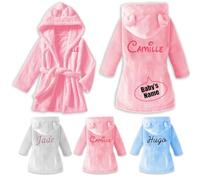 Personalised Baby Dressing Gown- Customizable Soft Flannel Embroidered Bath Robe For Newborns And Infants New Born Baby Gift Personalised Baby Gifts 1-7Years
