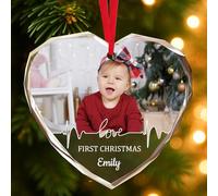 Personalised Baby First Christmas Bauble Ornament, Custom Photo Crystal Baby's First Xmas Baubles 2025 Christmas Tree Decoration, Ideal Xmas Gifts for Girls, Boys, Newborn Gift for New Mom Dad