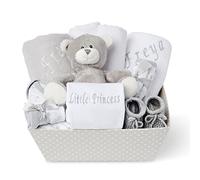 Personalised Baby Gifts - Baby Girl Gifts Newborn, Baby Essentials for Newborn, New Born Baby Gifts Girl Hamper, Gift for Baby Girl, Newborn Baby Girl Gift Set - Personalised New Baby Girl Gifts