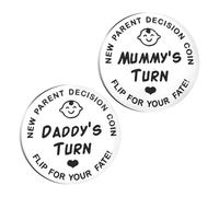 Personalised Baby Gifts, New Mum Gifts, Baby Shower Favours, New Born Baby Gift, New Dad Gifts Funny Stainless Steel Decision Coin Gender Reveal Gifts for Birthday, Anniversary, New Parents (Silver)