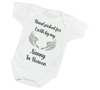 Personalised Baby Girl Boy Hand Picked for Earth Vest Bodysuit Memorial Angel Wings (Hand Picked, 9-12 Months)