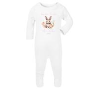 Personalised Baby Girl Easter Pyjamas Rompers Bodysuits Pink Bunny Rabbit Gift (Pink Happy Easter Romper, 0-3 Months)