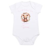 Personalised Baby Girl Fathers Day Pyjamas Rompers Bodysuits Pink Bear First Gift (Pink 1st Fathers Day Vest, 6-9 Months)
