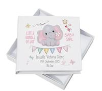 Personalised Baby Girl Photo Album With Elephant Design