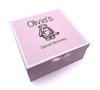 Personalised Baby Girl Pink Keepsake Memories Box Animal Themed