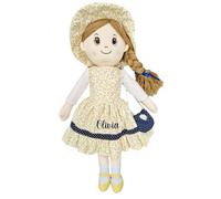 Personalised Baby Girl Rag Doll Soft and Cuddly Princess Ragdoll (Yellow/Navy Ragdoll)