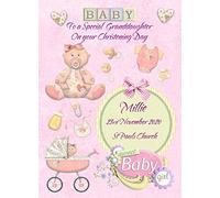 Personalised Baby Girl 'Special Granddaughter' Christening Greeting Card (Baby Name, Christening Date, Christening Venue)