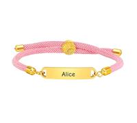 Personalised Baby Girls Bar Bracelet - Customised Adjustable Milan Braided Handmade Rope Bracelets Birthday Gifts for Children Daughter Sister Niece Toddler (Pink)