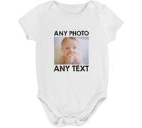 Personalised Baby Grow Romper - Unisex - 6-12 Months - White - Customisation Photo/Text Babygrow Bodysuit Gift - Customised Baby Clothes