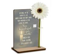 Personalised Baby Loss Memorial Wooden Plaque with Artificial Flower Miscarriage Remembrance Angel Baby Keepsake Ornament Gift (Angel Book of Life)