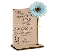 Personalised Baby Loss Memorial Wooden Plaque with Artificial Flower Miscarriage Remembrance Angel Baby Keepsake Ornament Gift (Loved for a lifetime)