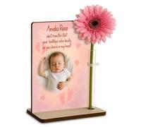 Personalised Baby Loss Memorial Wooden Plaque with Artificial Flower Miscarriage Remembrance Angel Baby Keepsake Ornament Gift (Baby Steps Echo (Pink))