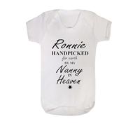 Personalised Baby Memorial Bodysuit, Handpicked by Nanny in Heaven Design, White Cotton (white, 6-12 months)