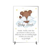Personalised Baby Memorial Plaque - 'Twinkle Twinkle Little Star' Poem with Angel Bear Design - Heartfelt Tribute for Baby Loss & Remembrance (Acrylic Indoor & Outdoor Use, A5 21cm x 15cm)
