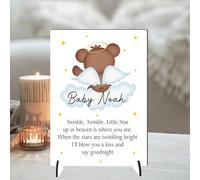 Personalised Baby Memorial Plaque - 'Twinkle Twinkle Little Star' Poem with Angel Bear Design - Heartfelt Tribute for Baby Loss & Remembrance (Mdf Wood Indoor Use Only, A5 21cm x 15cm)